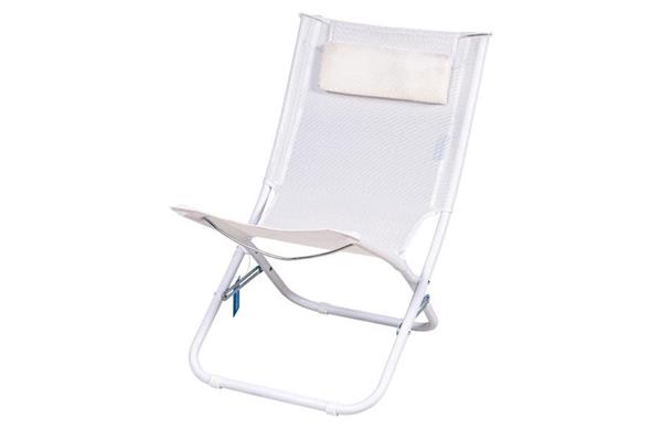 SPIAGGINA CON CUSCINO ACC./TXT BIANCO H.72cm.