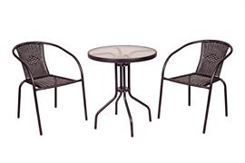 SET BISTRO' RATTAN TAVOLINO + 2 SEDIE NERE