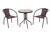 SET BISTRO' RATTAN TAVOLINO + 2 SEDIE NERE
