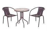 SET BISTRO' RATTAN TAVOLINO + 2 SEDIE GRIGIO