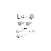 KIT ACCESSORI BAGNO 7 PEZZI SERIE MARY Cromo - Vetro