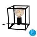 LAMPADA DA TAVOLO BOX 18x17,5CM 1XE27 ACCIAIO NERO