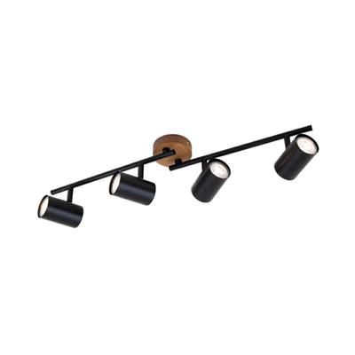 BARRA SPOT MURITZ 68CM 4xGU10 METALLO LEGNO-NERO
