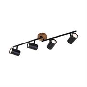 BARRA SPOT MURITZ 68CM 4xGU10 METALLO LEGNO-NERO