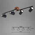 BARRA SPOT MURITZ 68CM 4xGU10 METALLO LEGNO-NERO