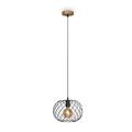 LAMPADA A SOSPENSIONE WINKI 30CM 40W NERO E LEGNO