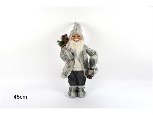 BABBO NATALE CON CAPPOTTO LANAE E LANTERNA 45CM