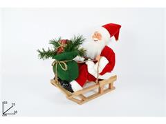 BABBO NATALE CON SACCO SU SLITTA IN LEGNO