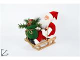 BABBO NATALE CON SACCO SU SLITTA IN LEGNO