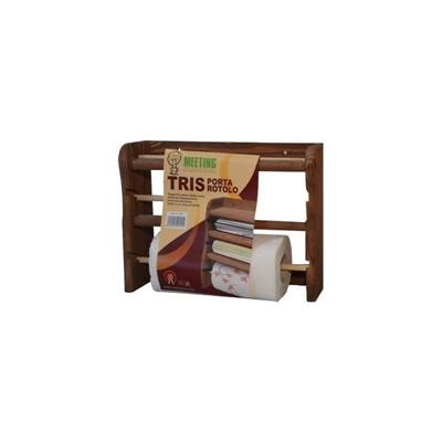 MENSOLA PORTA ROTOLO TRIS LEGNO SCURO