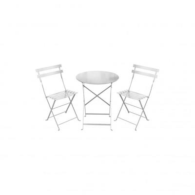 TAVOLO BISTROT CON DUE SEDIE Ø 60cm. BIANCO