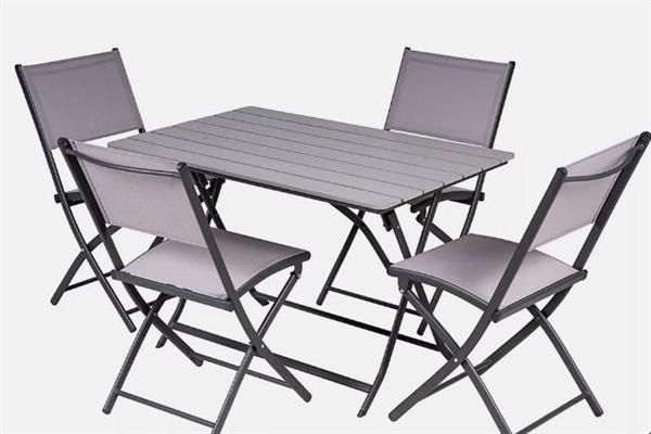SET TAVOLO PIEGHEVOLE 110X70 CON 4 SEDIE GRIGIO