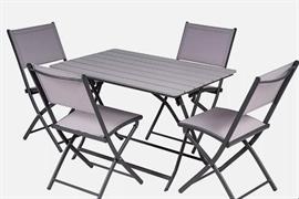 SET TAVOLO PIEGHEVOLE 110X70 CON 4 SEDIE GRIGIO
