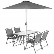 SET 6PZ.-  4 SEDIE C/TAVOLO E OMBRELLONE GRIGIO