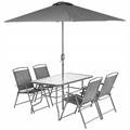 SET 6PZ.-  4 SEDIE C/TAVOLO E OMBRELLONE GRIGIO