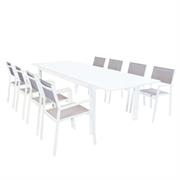 TAVOLO ALLUNGABILE 160/240X90XH.75CM BIANCO CON OTTO SEDIE