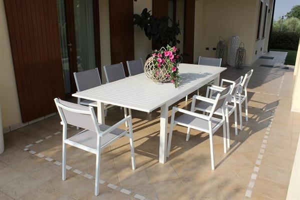 TAVOLO ALLUNGABILE 160/240X90XH.75CM BIANCO CON OTTO SEDIE