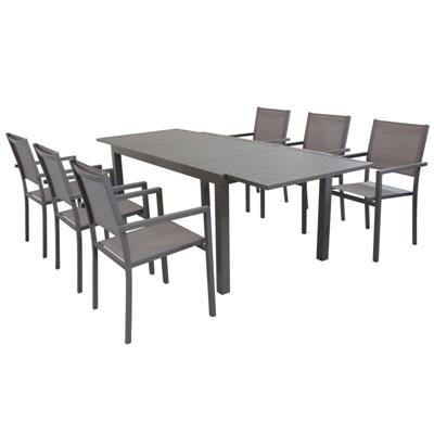 TAVOLO ALLUNGABILE 160/240X90XH.75CM GRIGIO CON OTTO SEDIE