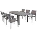TAVOLO ALLUNGABILE 160/240X90XH.75CM GRIGIO CON OTTO SEDIE