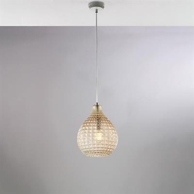 SOSPENSIONE DIAMANTE IN VETRO SOFFIATO AMBRA 1 LUCE