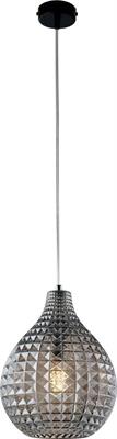 SOSPENSIONE DIAMANTE IN VETRO SOFFIATO GRIGIO SPECCHIATO 1 LUCE