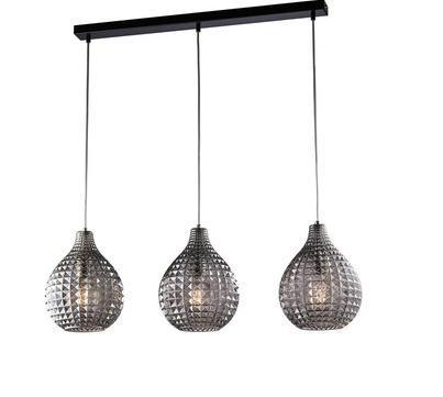 BINARIO DIAMANTE IN VETRO SOFFIATO GRIGIO SPECCHIATO 3 LUCI