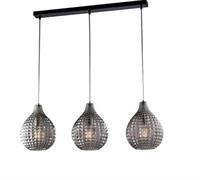 BINARIO DIAMANTE IN VETRO SOFFIATO GRIGIO SPECCHIATO 3 LUCI