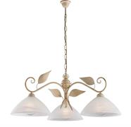LAMPADARIO ESSE IN FERRO LACCATO AVORIO E ORO 3 LUCI