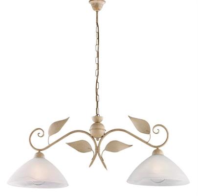 LAMPADARIO ESSE IN FERRO LACCATO AVORIO E ORO 2 LUCI