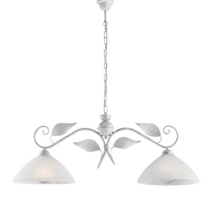 LAMPADARIO ESSE IN FERRO LACCATO BIANCO E ARGENTO 2 LUCI