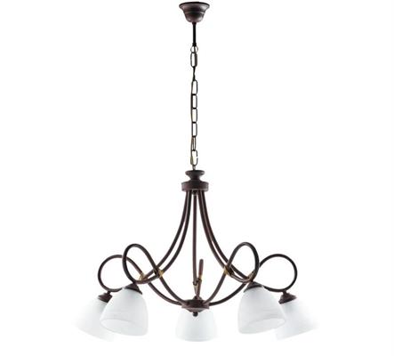 LAMPADARIO DALLAS IN FERRO LACCATO NERO E RUGGINE 5 LUCI