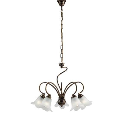 LAMPADARIO ALICE IN FERRO LACCATO MARRONE E ORO 5 LUCI