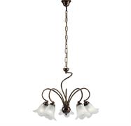 LAMPADARIO ALICE IN FERRO LACCATO MARRONE E ORO 5 LUCI