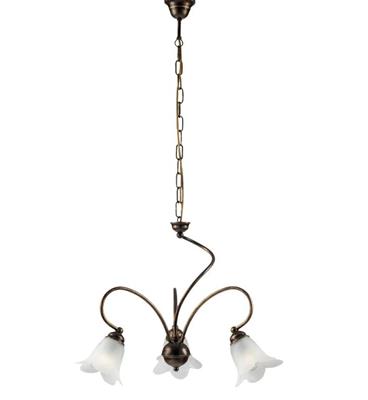 LAMPADARIO ALICE IN FERRO LACCATO MARRONE E ORO 3 LUCI