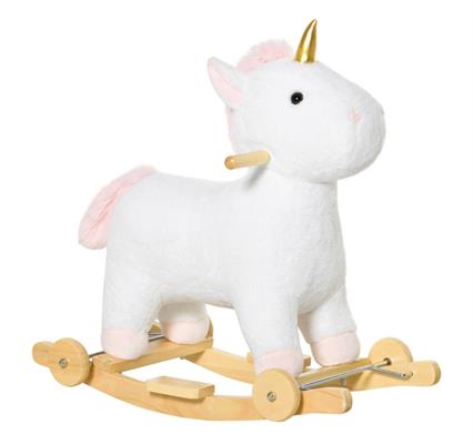CAVALLO A DONDOLO 2 in 1 a Unicorno con Base Curva E RUOTE BIANCO