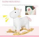 CAVALLO A DONDOLO 2 in 1 a Unicorno con Base Curva E RUOTE BIANCO