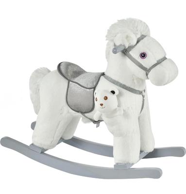 CAVALLO A DONDOLO IN LEGNO C/SUONI E ORSETTO 18-36 MESI