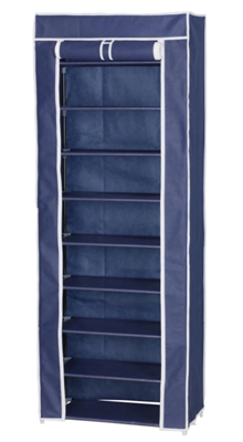SCARPIERA ARMADIO IN TNT 9 RIP. C/STRUTTURA MET. 61X30X160CM BLU