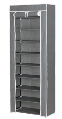 SCARPIERA ARMADIO IN TNT 9 RIP. C/STRUTTURA MET. 61X30X160CM GRIGIO