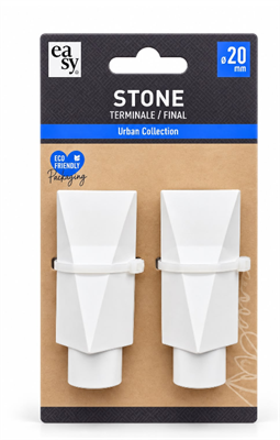 COPPIA TERMINALI STONE Ø20MM BIANCO