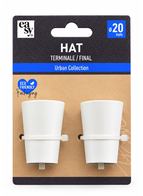COPPIA TERMINALI HAT Ø20MM BIANCO