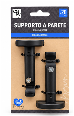 COPPIA SUPPORTI SINGOLI 7.5CM Ø20MM NERO